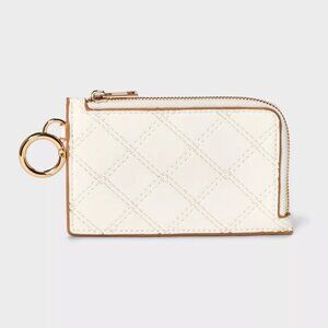 L-Zip Card Case Wallet – A New Day, Slim Compact Zip Card Holder - Off-White